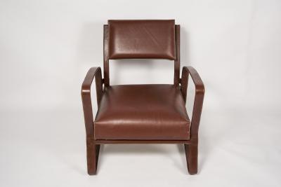 Jacques Adnet 1950s Stitched leather armchairs by Jacques Adnet