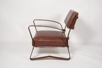 Jacques Adnet 1950s Stitched leather armchairs by Jacques Adnet