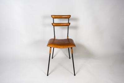 Jacques Adnet 1950s Stitched leather armchairs by Jacques Adnet