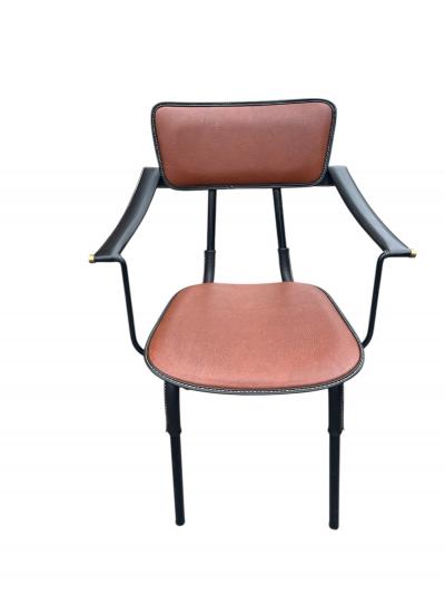 Jacques Adnet 1950s Stitched leather armchairs by Jacques Adnet