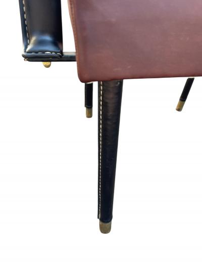 Jacques Adnet 1950s Stitched leather armchairs by Jacques Adnet