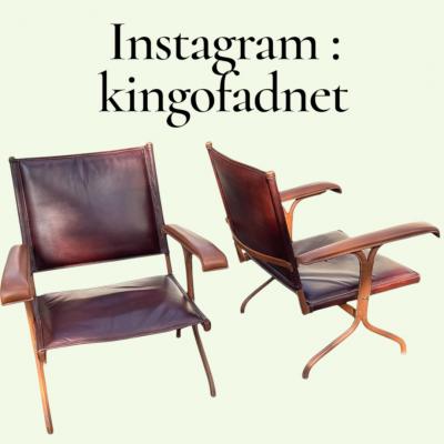 Jacques Adnet 1950s Stitched leather armchairs by Jacques Adnet