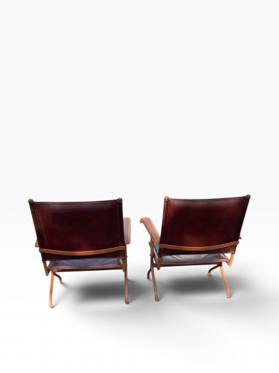 Jacques Adnet 1950s Stitched leather armchairs by Jacques Adnet