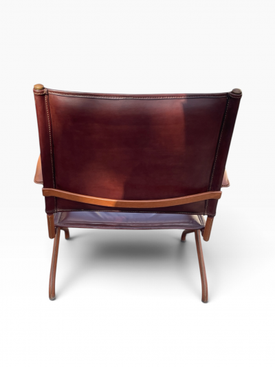Jacques Adnet 1950s Stitched leather armchairs by Jacques Adnet