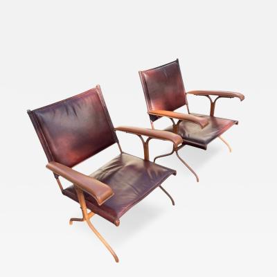 Jacques Adnet 1950s Stitched leather armchairs by Jacques Adnet