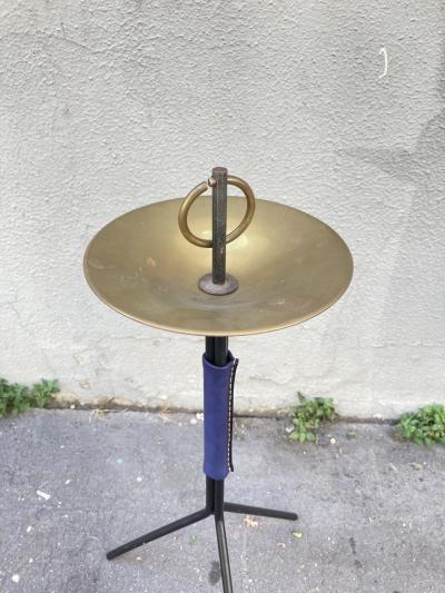 Jacques Adnet 1950s Stitched leather ashtray by Jacques Adnet