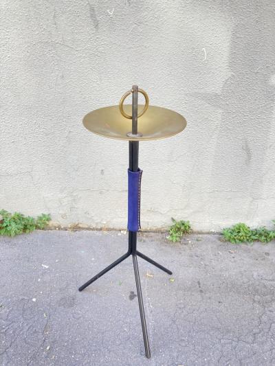 Jacques Adnet 1950s Stitched leather ashtray by Jacques Adnet