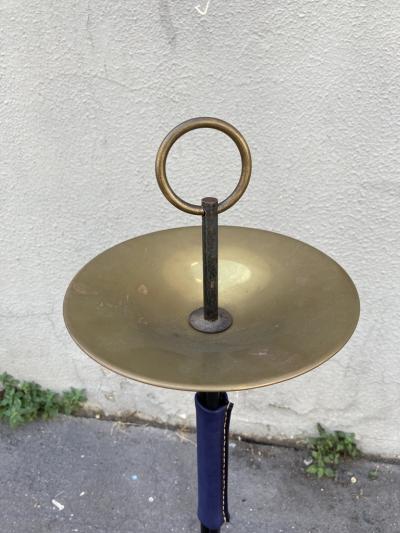 Jacques Adnet 1950s Stitched leather ashtray by Jacques Adnet