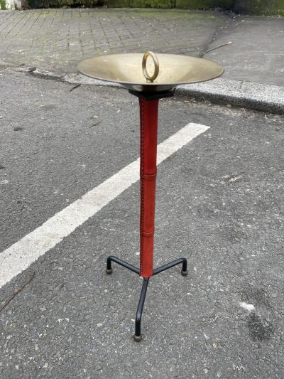 Jacques Adnet 1950s Stitched leather ashtray by Jacques Adnet