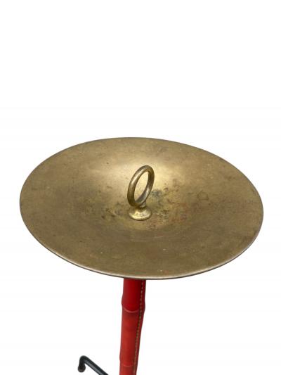 Jacques Adnet 1950s Stitched leather ashtray by Jacques Adnet