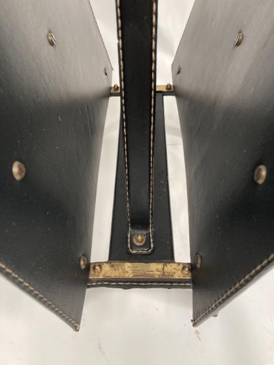 Jacques Adnet 1950s Stitched leather book rack by Jacques Adnet