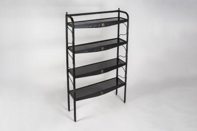 Jacques Adnet 1950s Stitched leather bookcase by Jacques Adnet