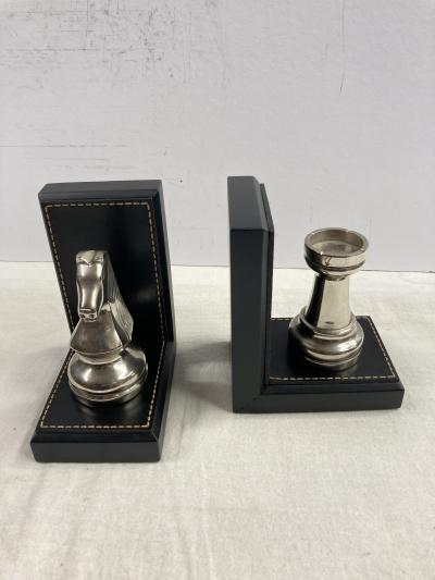 Jacques Adnet 1950s Stitched leather bookends by Jacques Adnet