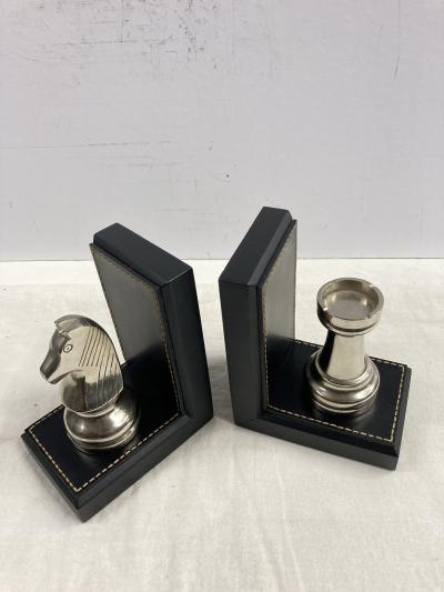 Jacques Adnet 1950s Stitched leather bookends by Jacques Adnet