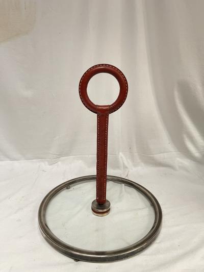 Jacques Adnet 1950s Stitched leather center table by Jacques Adnet