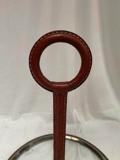 Jacques Adnet 1950s Stitched leather center table by Jacques Adnet