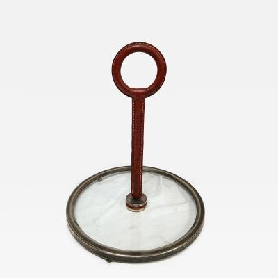 Jacques Adnet 1950s Stitched leather center table by Jacques Adnet