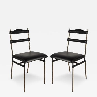 Jacques Adnet 1950s Stitched leather chairs by Jacques Adnet