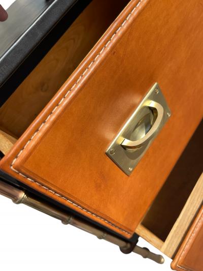 Jacques Adnet 1950s Stitched leather chest of drawers by Jacques Adnet