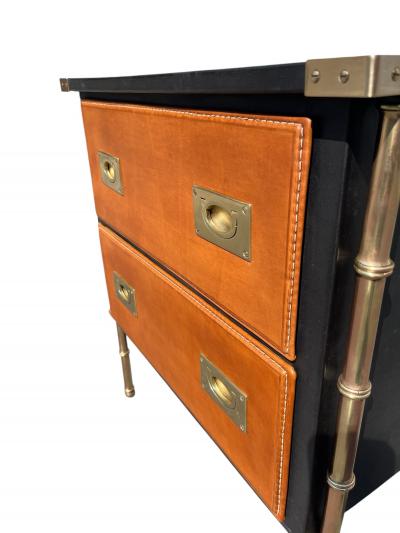 Jacques Adnet 1950s Stitched leather chest of drawers by Jacques Adnet