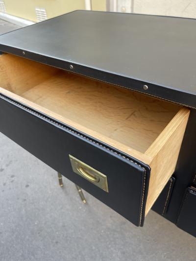 Jacques Adnet 1950s Stitched leather chest of drawers by Jacques adnet