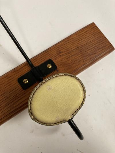Jacques Adnet 1950s Stitched leather coat rack by Jacques Adnet