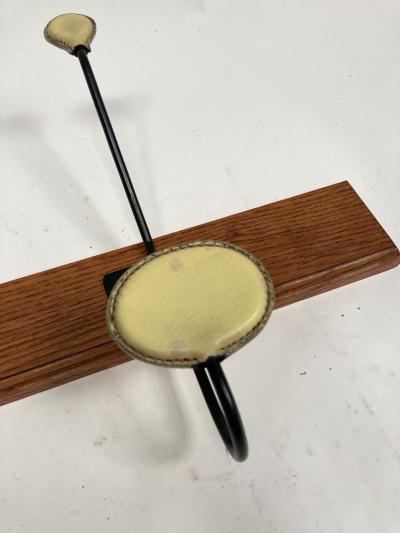 Jacques Adnet 1950s Stitched leather coat rack by Jacques Adnet