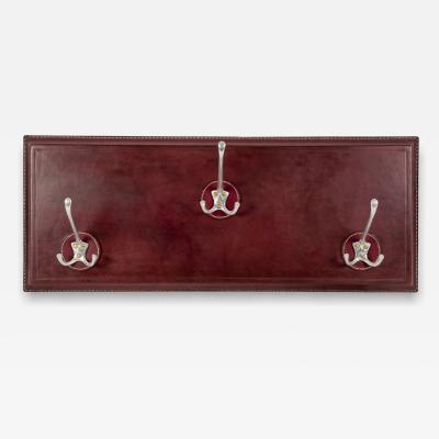 Jacques Adnet 1950s Stitched leather coat rack by Jacques Adnet