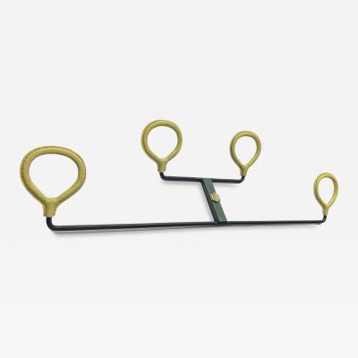 Jacques Adnet 1950s Stitched leather coat rack designed by Jacques Adnet