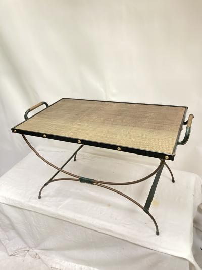 Jacques Adnet 1950s Stitched leather cocktail Table by Jacques Adnet