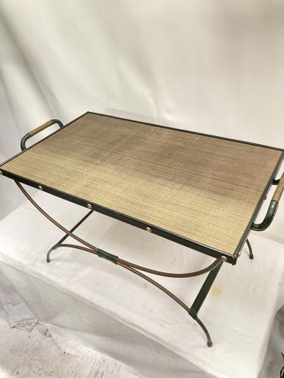 Jacques Adnet 1950s Stitched leather cocktail Table by Jacques Adnet