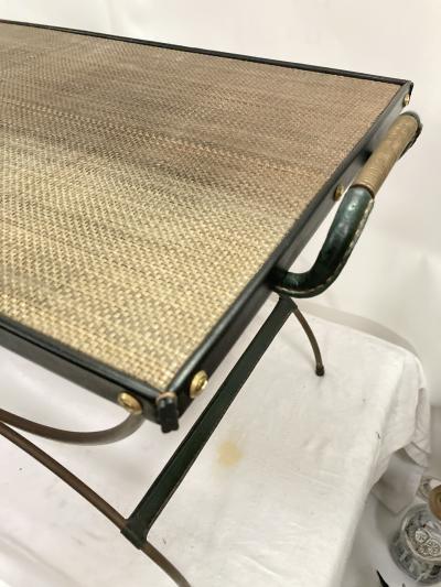 Jacques Adnet 1950s Stitched leather cocktail Table by Jacques Adnet