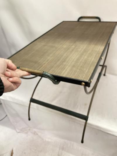 Jacques Adnet 1950s Stitched leather cocktail Table by Jacques Adnet