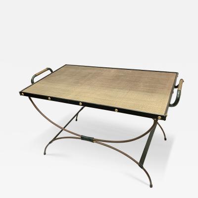 Jacques Adnet 1950s Stitched leather cocktail Table by Jacques Adnet