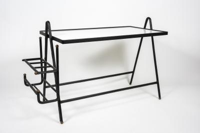 Jacques Adnet 1950s Stitched leather cocktail table By Jacques Adnet