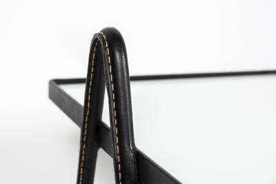 Jacques Adnet 1950s Stitched leather cocktail table By Jacques Adnet