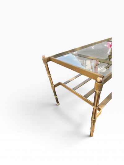 Jacques Adnet 1950s Stitched leather cocktail table By Jacques Adnet