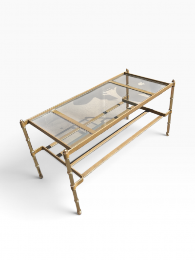 Jacques Adnet 1950s Stitched leather cocktail table By Jacques Adnet