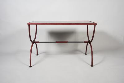 Jacques Adnet 1950s Stitched leather cocktail table By Jacques adnet