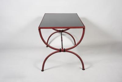 Jacques Adnet 1950s Stitched leather cocktail table By Jacques adnet