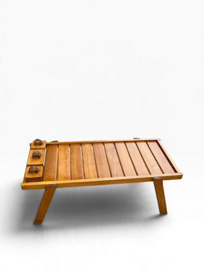 Jacques Adnet 1950s Stitched leather cocktail table by Jacques ADNET