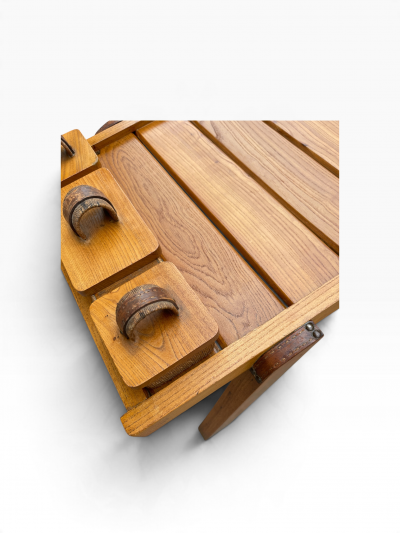 Jacques Adnet 1950s Stitched leather cocktail table by Jacques ADNET