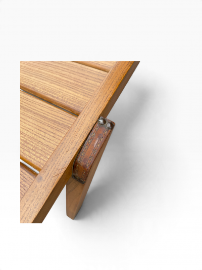 Jacques Adnet 1950s Stitched leather cocktail table by Jacques ADNET