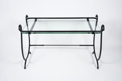 Jacques Adnet 1950s Stitched leather cocktail table by Jacques Adnet