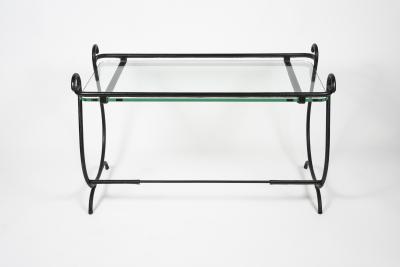 Jacques Adnet 1950s Stitched leather cocktail table by Jacques Adnet