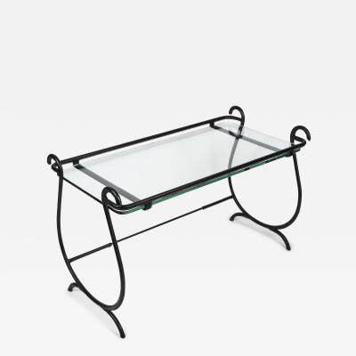 Jacques Adnet 1950s Stitched leather cocktail table by Jacques Adnet