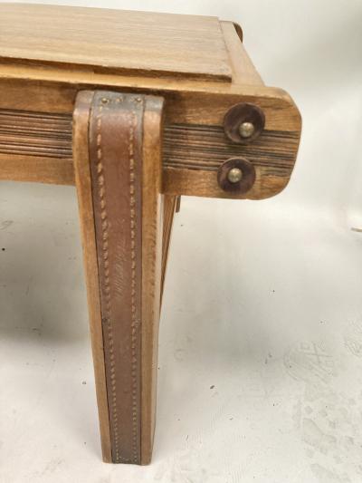Jacques Adnet 1950s Stitched leather cocktail table by Jacques Adnet