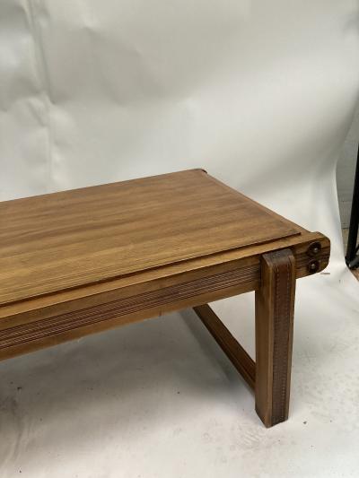 Jacques Adnet 1950s Stitched leather cocktail table by Jacques Adnet