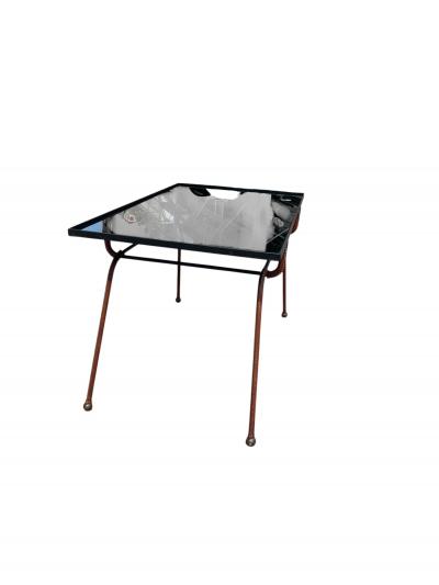 Jacques Adnet 1950s Stitched leather cocktail table by Jacques Adnet
