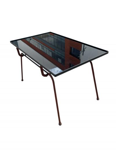 Jacques Adnet 1950s Stitched leather cocktail table by Jacques Adnet